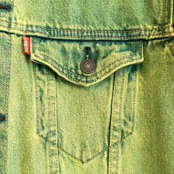 RARE Y2K Levi's Vintage Trucker Jacket Neon Slime Green Size M - Picture 8 of 15